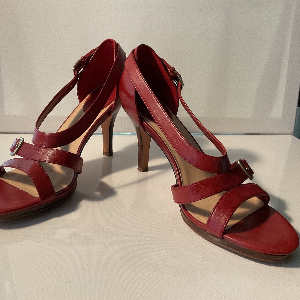 Cole Haan Shoes Cherry red Leather Heels Sandals 9.5 New without box